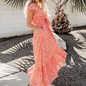 Vici Kissed By The Sun High Low Pocketed Tie Maxi Dress, Women’s Medium